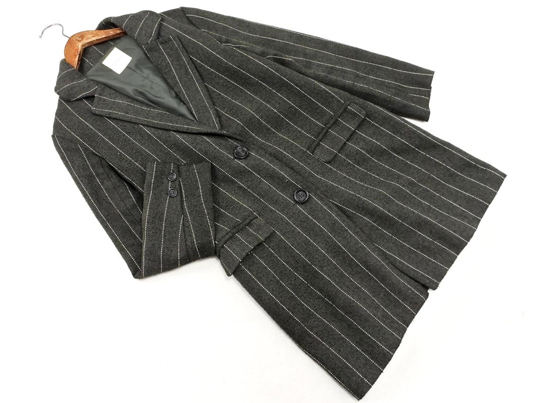 LOWRYS FARM ローリーズファーム ストライプ チェスター コート sizeM/グレー ◇■ ☆ fbb7 レディース