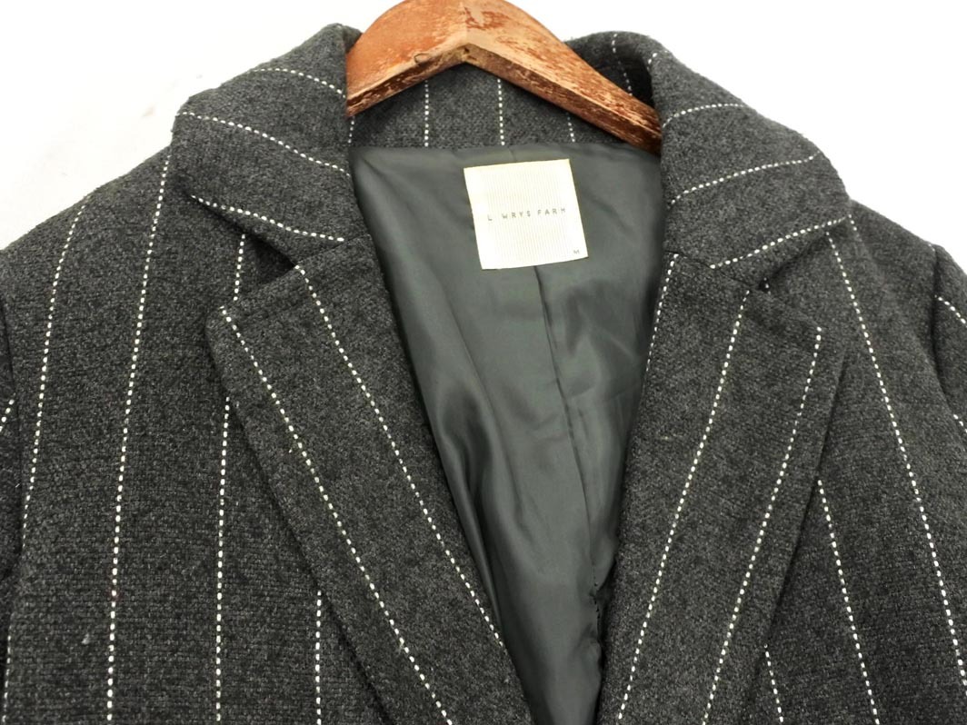 LOWRYS FARM ローリーズファーム ストライプ チェスター コート sizeM/グレー ◇■ ☆ fbb7 レディース