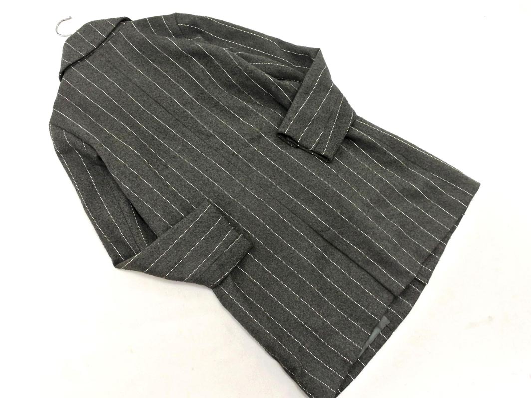 LOWRYS FARM ローリーズファーム ストライプ チェスター コート sizeM/グレー ◇■ ☆ fbb7 レディース