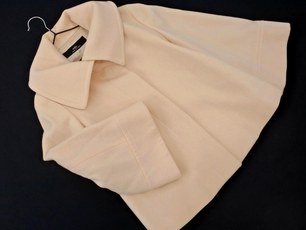 INED イネド ウール100% ビッグカラー ジャケット size9/オフホワイト ◇■ ☆ fbb9 レディース