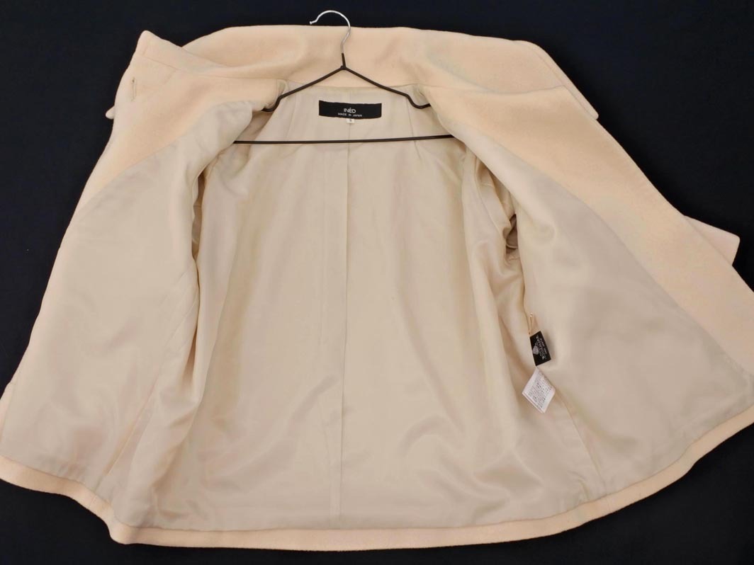 INED イネド ウール100% ビッグカラー ジャケット size9/オフホワイト ◇■ ☆ fbb9 レディース