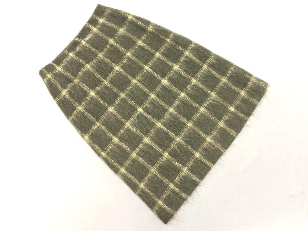 23區(qū) ウール混 チェック ロング スカート size36/カーキ ◇■ ☆ fbc1 レディース
