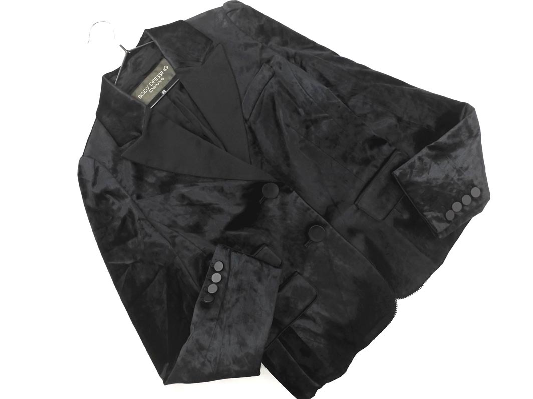 BODY DRESSING Deluxe ボディ ドレッシングデラックス ベロア テーラード ジャケット size38/黒 ◇■ ☆ fbc1 レディース