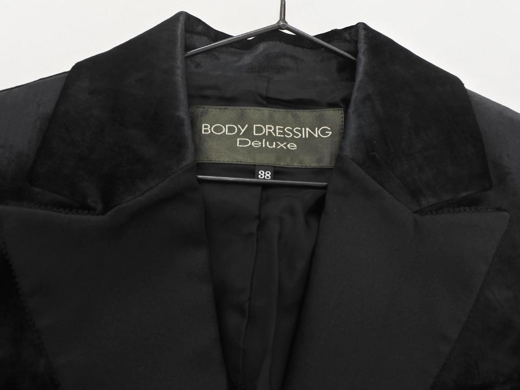 BODY DRESSING Deluxe ボディ ドレッシングデラックス ベロア テーラード ジャケット size38/黒 ◇■ ☆ fbc1 レディース
