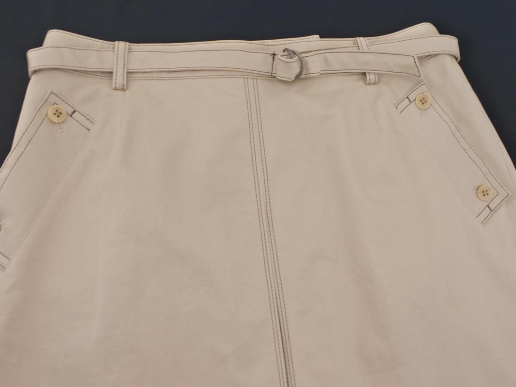 Aquascutum アクアスキュータム ベルト付き Aライン 臺(tái)形 スカート size7S/ベージュ ■◇ ☆ fbc5 レディース