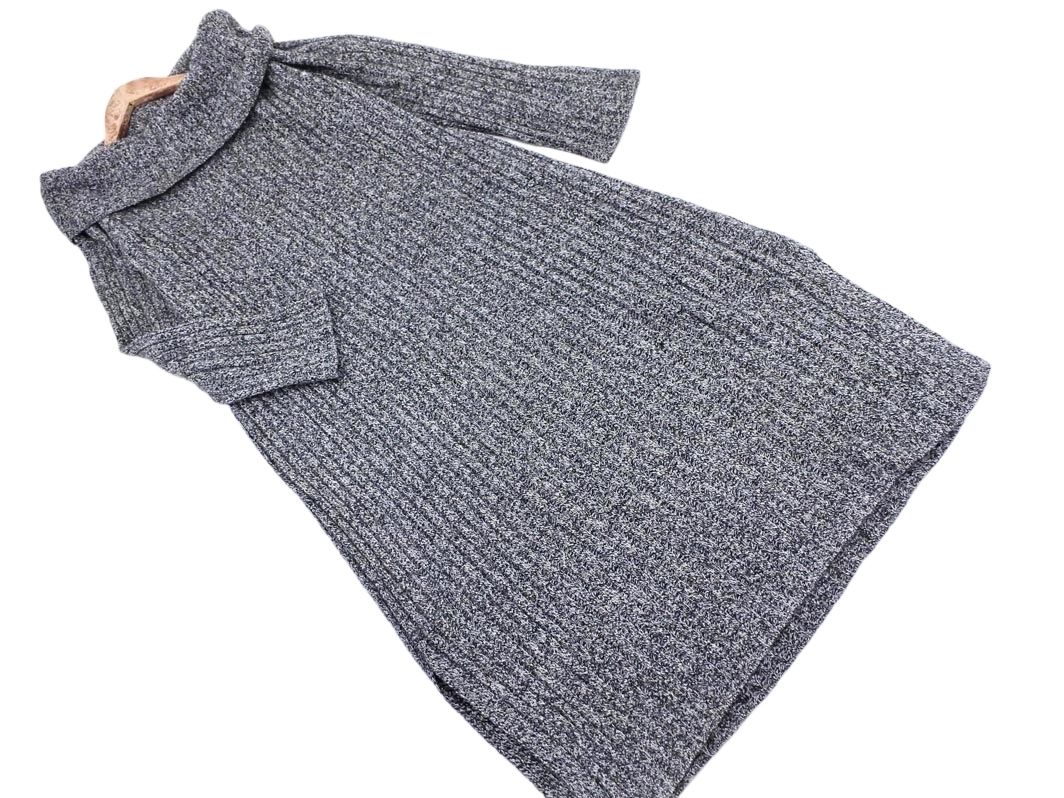 LOWRYS FARM ローリーズファーム ロング サイドスリット ニット ワンピース sizeM/黒ｘ白 ◇■ ☆ fbc6 レディース