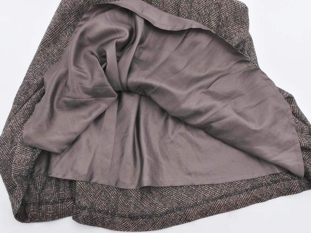 HUMAN WOMAN ヒューマンウーマン ウール混 チェック 半袖 ワンピース sizeS/茶 ◇■ ☆ fbc6 レディース
