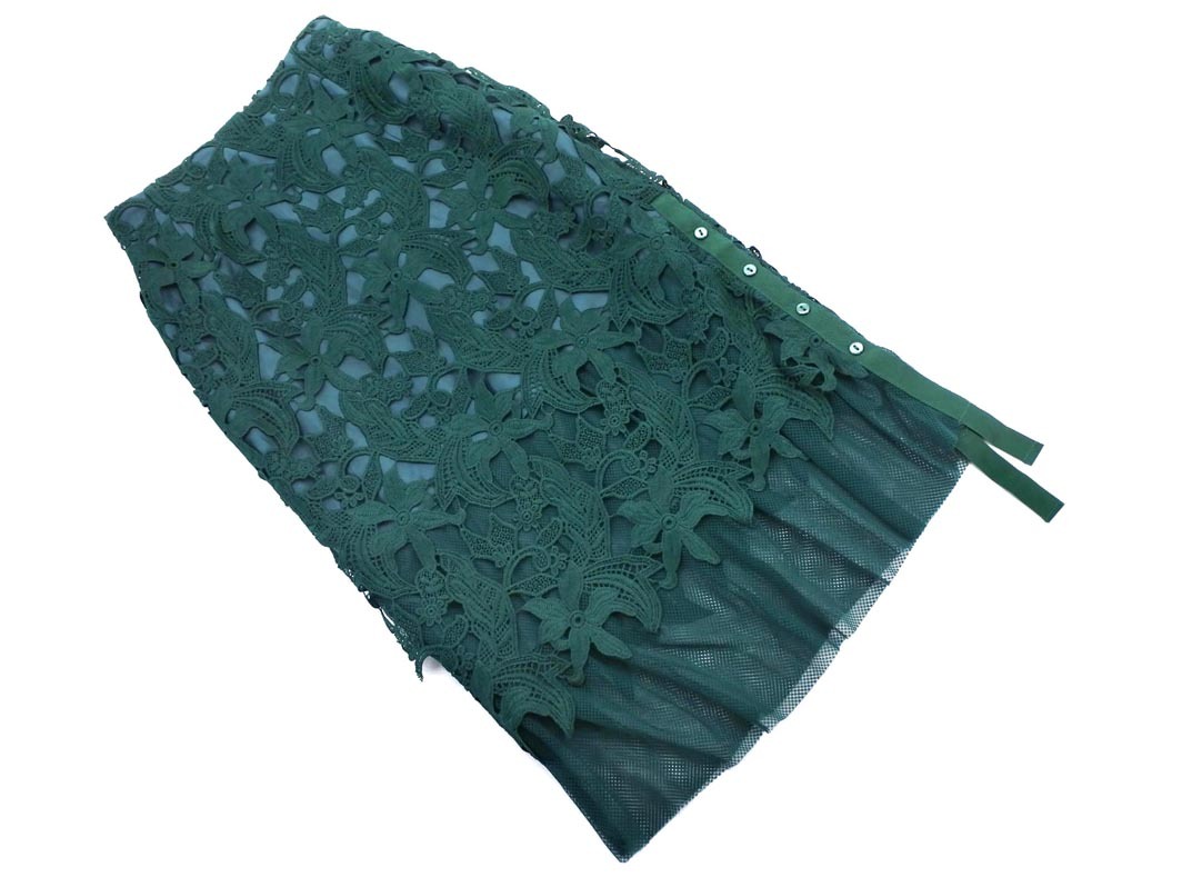MERCURYDUO マーキュリーデュオ メッシュ 総レース タイト スカート sizeS/緑 ■◇ ☆ fbc8 レディース