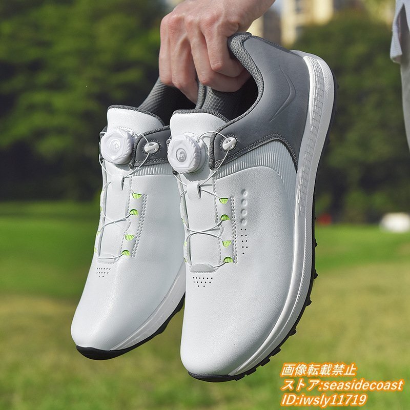 高級品 ゴルフシューズ 新品 ダイヤル式 運動靴 メンズ 幅広い フィット感 軽量 スポーツシューズ 防水 防滑 耐磨 弾力性 白/赤 26.5cm 高級品 ゴルフシューズ ダイヤル式 運動靴 新品 メンズ 幅広い