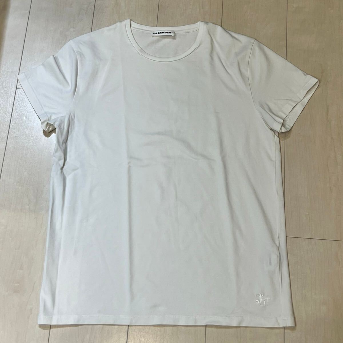 【即決】ジルサンダー JIL SANDER 半袖Tシャツ ホワイトロゴ刺繍 カットソー 白 Tシャツ トップス　Lサイズ　 半袖　刺繍　