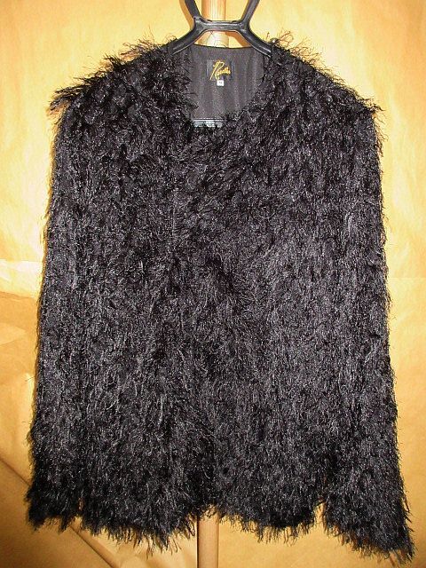 NEEDLES игла zSNAP CARDIGAN JKT ARGYLE FRINGE JQ мохнатый мех кардиган чёрный M