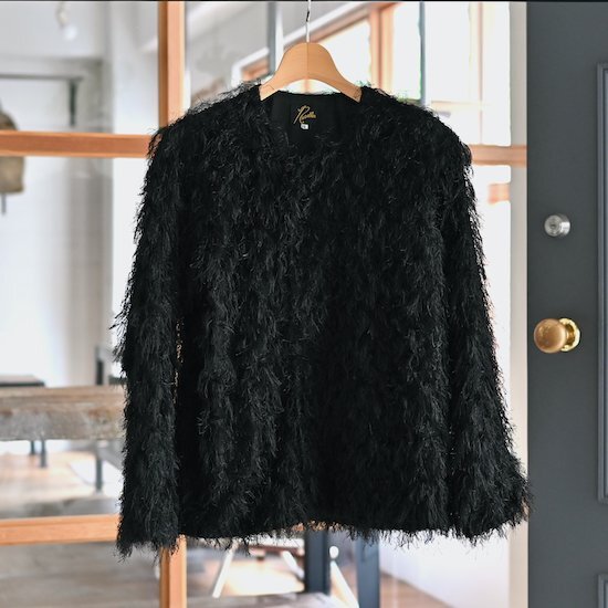 NEEDLES игла zSNAP CARDIGAN JKT ARGYLE FRINGE JQ мохнатый мех кардиган чёрный M