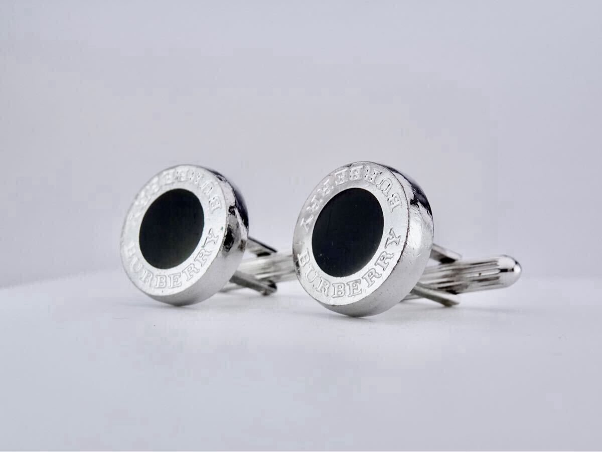 BURBERRY バーバリー　ブラック　オーバル　カフス　カフリンクス　7-2-70_画像2