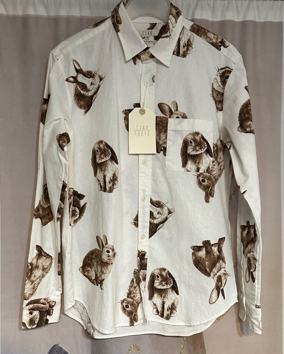 新品未使用 CIAO TOKYO チャオ ラビット コットンリネン シャツ_画像1
