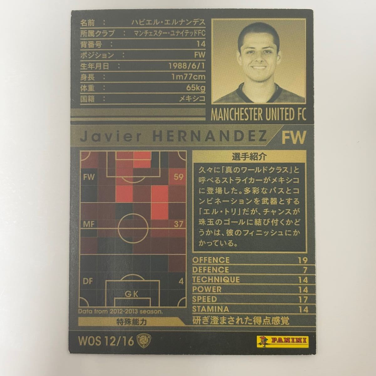 ?Panini WCCF 12-13 WOS ハビエル?エルナンデス Javier Hernandez Manchester United 2012-2013?四點落札で普通郵便送料無料?
