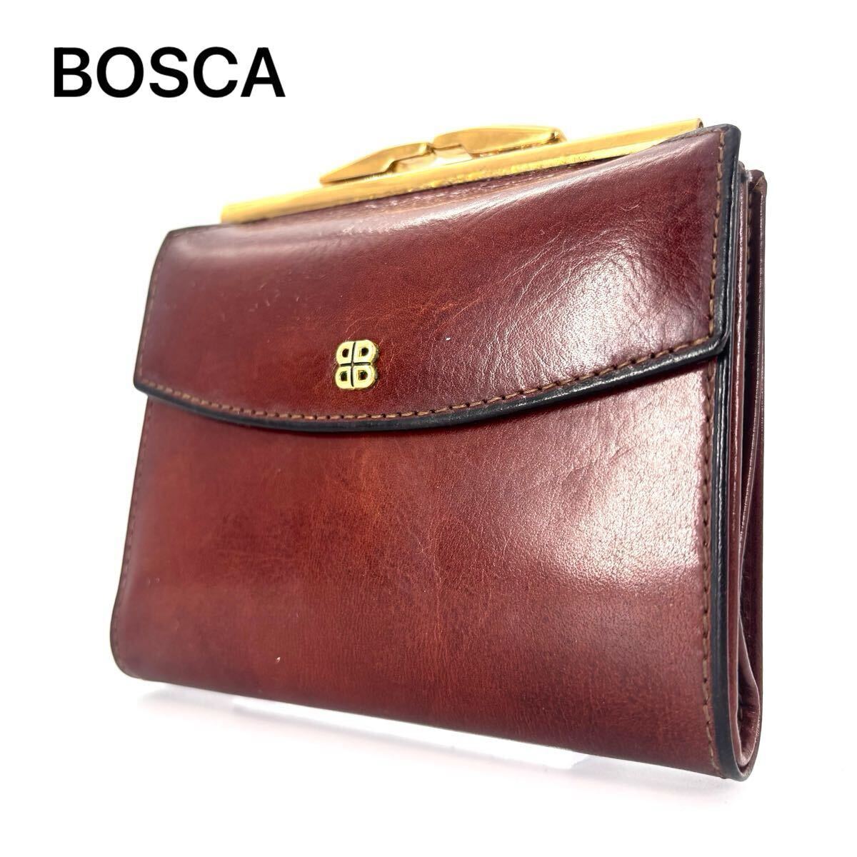 ☆未使用級☆ BOSCA 二つ折り 財布 がま口 レザー ブラウン ☆未使用級☆ BOSCA 二つ折り 財布 がま口 レザー ブラウン 二