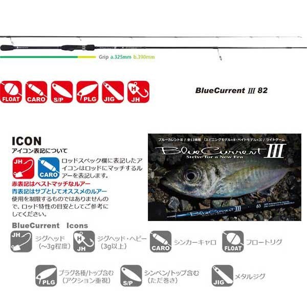 ヤマガブランクス ブルーカレント III (Blue Current) 82 スピニング　アジ・メバル ロッド