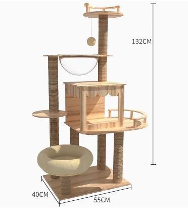 キャットタワー 木制 據(jù)え置き 貓タワー おしゃれ 多頭飼い 爪とぎ おしゃれ 大型貓 透明宇宙船 安定性抜群 貓ハウス ネコ ｍ023