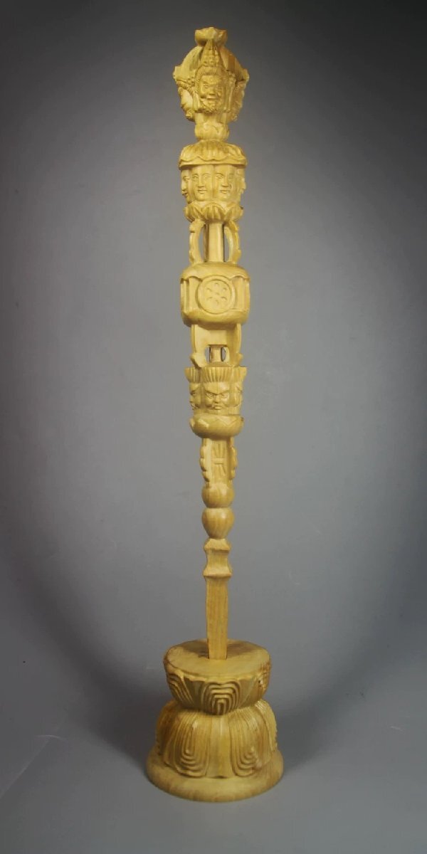 総檜材　仏教工芸品　木彫仏具　烏枢瑟摩明王杵