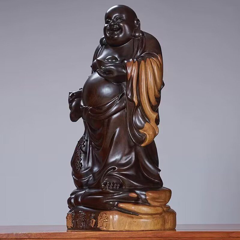 極上品 布袋様 置物 布袋尊 七福神 一刀彫り 木彫仏像 仏教工芸品