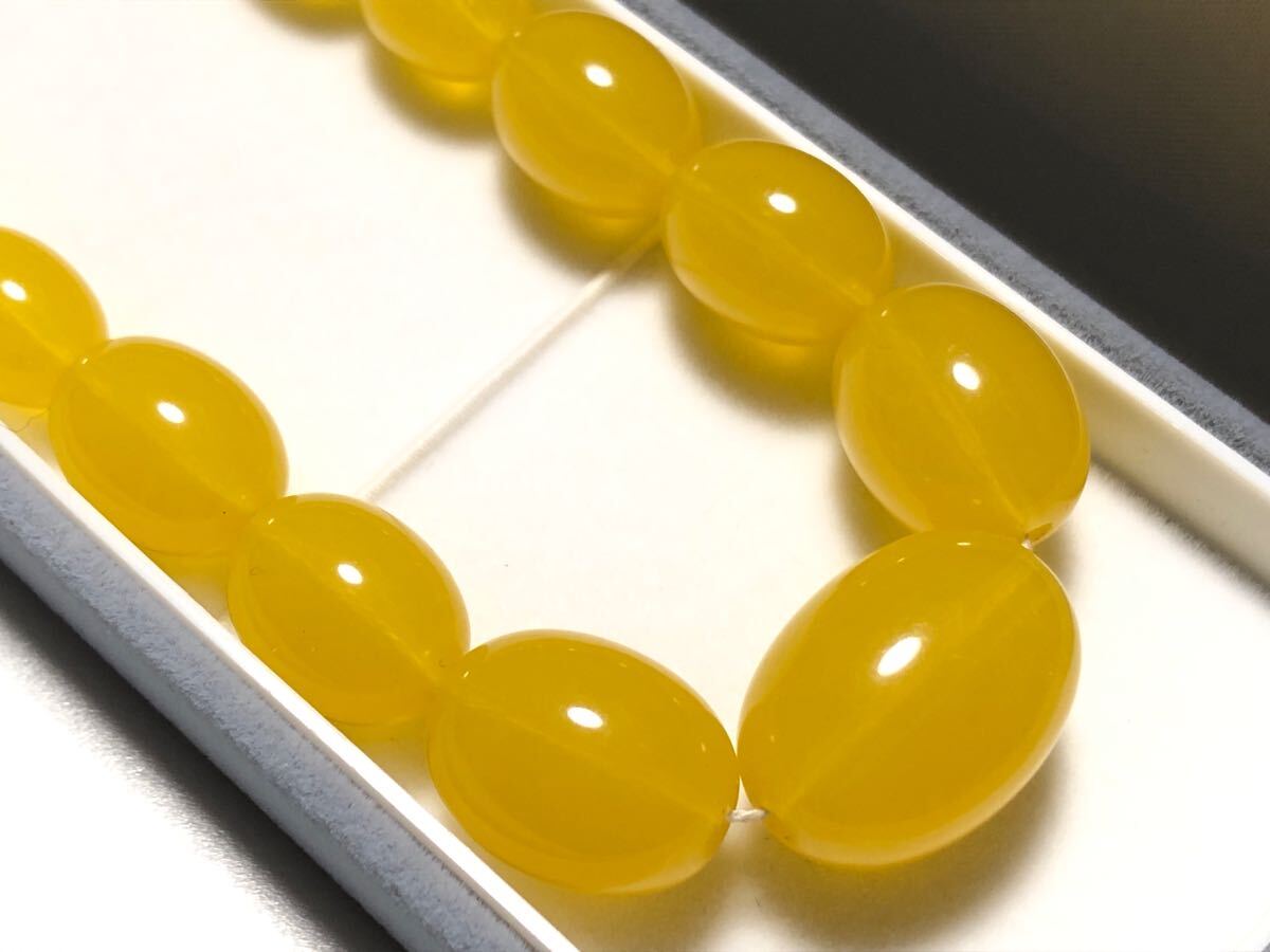 琥珀風 26.0g オーバル ネックレス