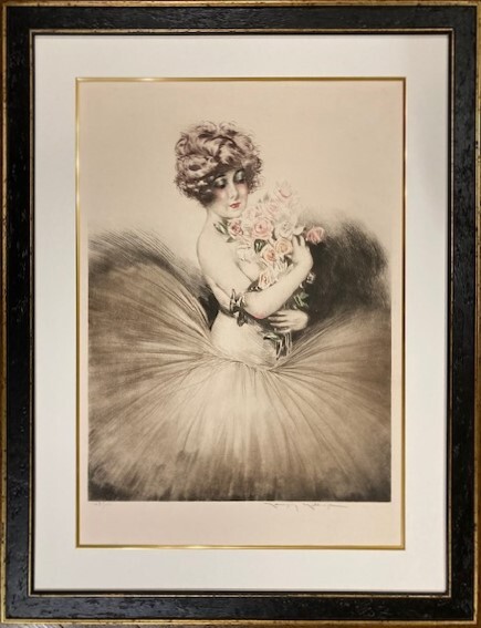 ≪　　モーリス・ミリエール　　≫　　オリジナルエッチング 　FEMME BOUQUET DE ROSE 　 1927年 　MAURICE MILLIERE