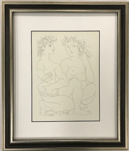 ≪　　パブロ・ピカソ　　≫　　リトグラフ　 NUDE AND TAMBOURINE PLAYER　　1956年　　PABLO　PICASSO