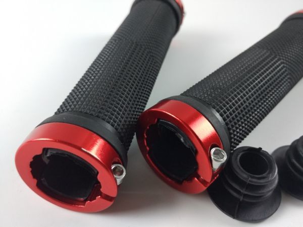 自転車用 アルミロックオングリップ 軽量 レッド 定形外発送