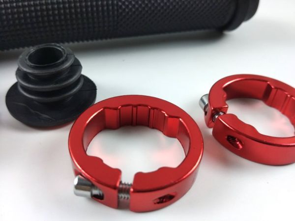 自転車用 アルミロックオングリップ 軽量 レッド 定形外発送