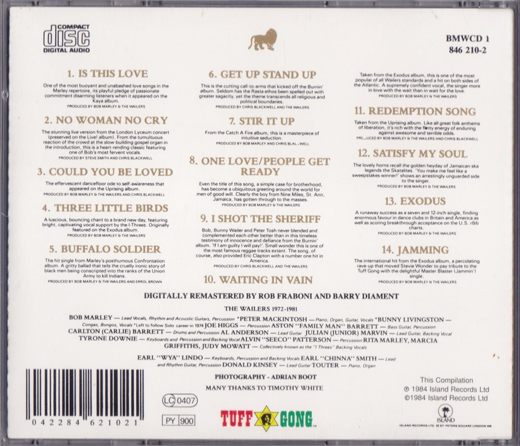 ボブ・マーリー & ザ・ウェイラーズ / BOB MARLEY & THE WAILERS / LEGEND /EU盤/中古CD!!76077/C_画像5
