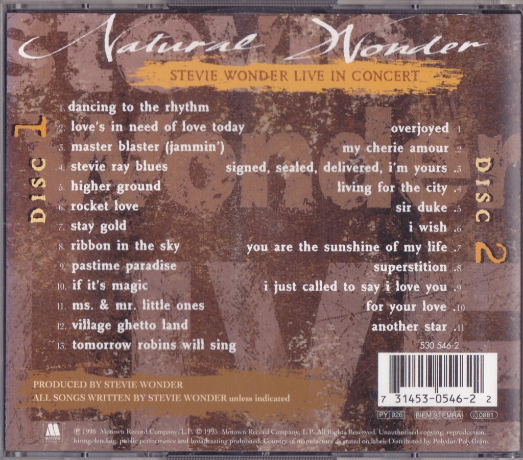 スティーヴィー・ワンダー / STEVIE WONDER / NATURAL WONDER /輸入盤/中古2CD!!76102/C_画像6
