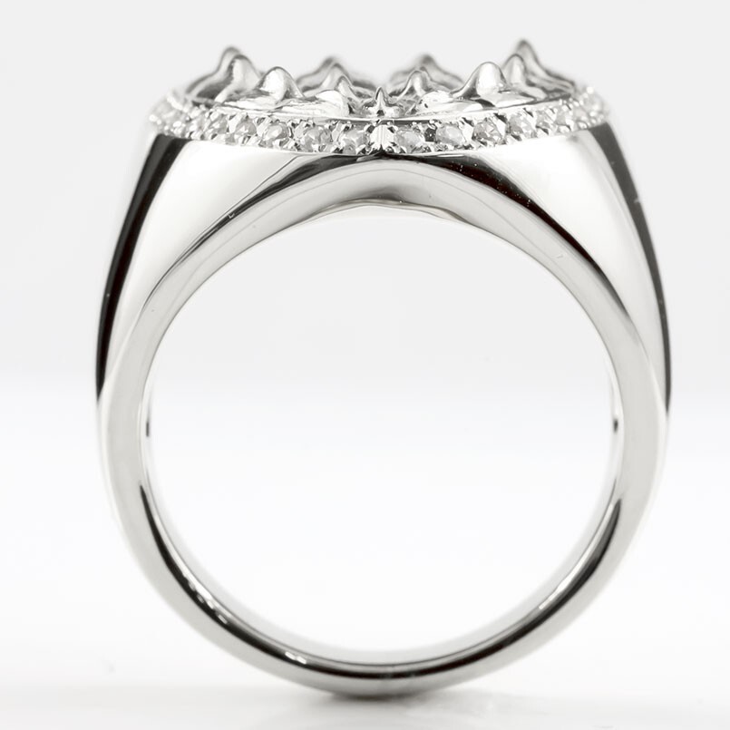 プラチナ リング メンズ 印台 ダイヤモンド ダイヤ 指輪 pt900 太め クロコダイル シンプル ピンキーリング ワニ 男性 つや消し 幅広_画像6