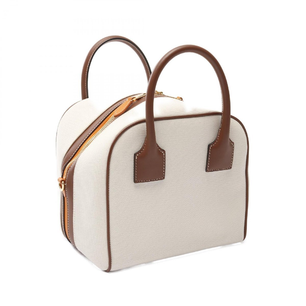 バーバリー ロゴグラフィック キューブバッグ ブランドオフ BURBERRY キャンバス ハンドバッグ キャンバス/レザー 中古 レディース