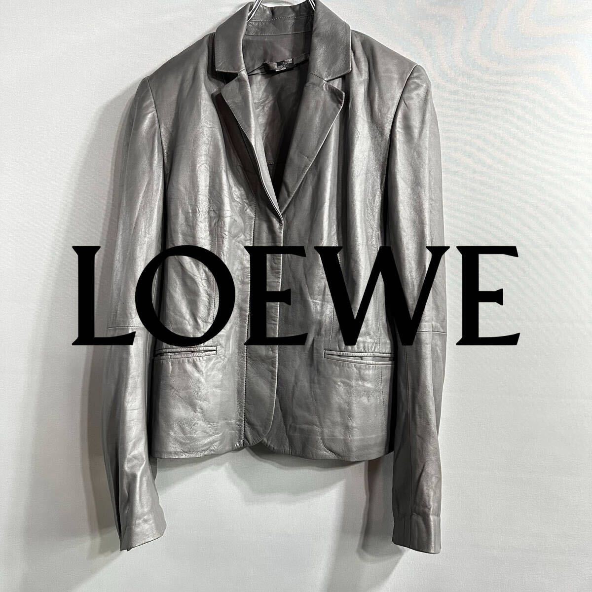 レア★LOEWE ロエベ スエードテーラードジャケット アナグラム柄 本革 レア☆LOEWE ロエベ スエードテーラードジャケット アナグラム柄