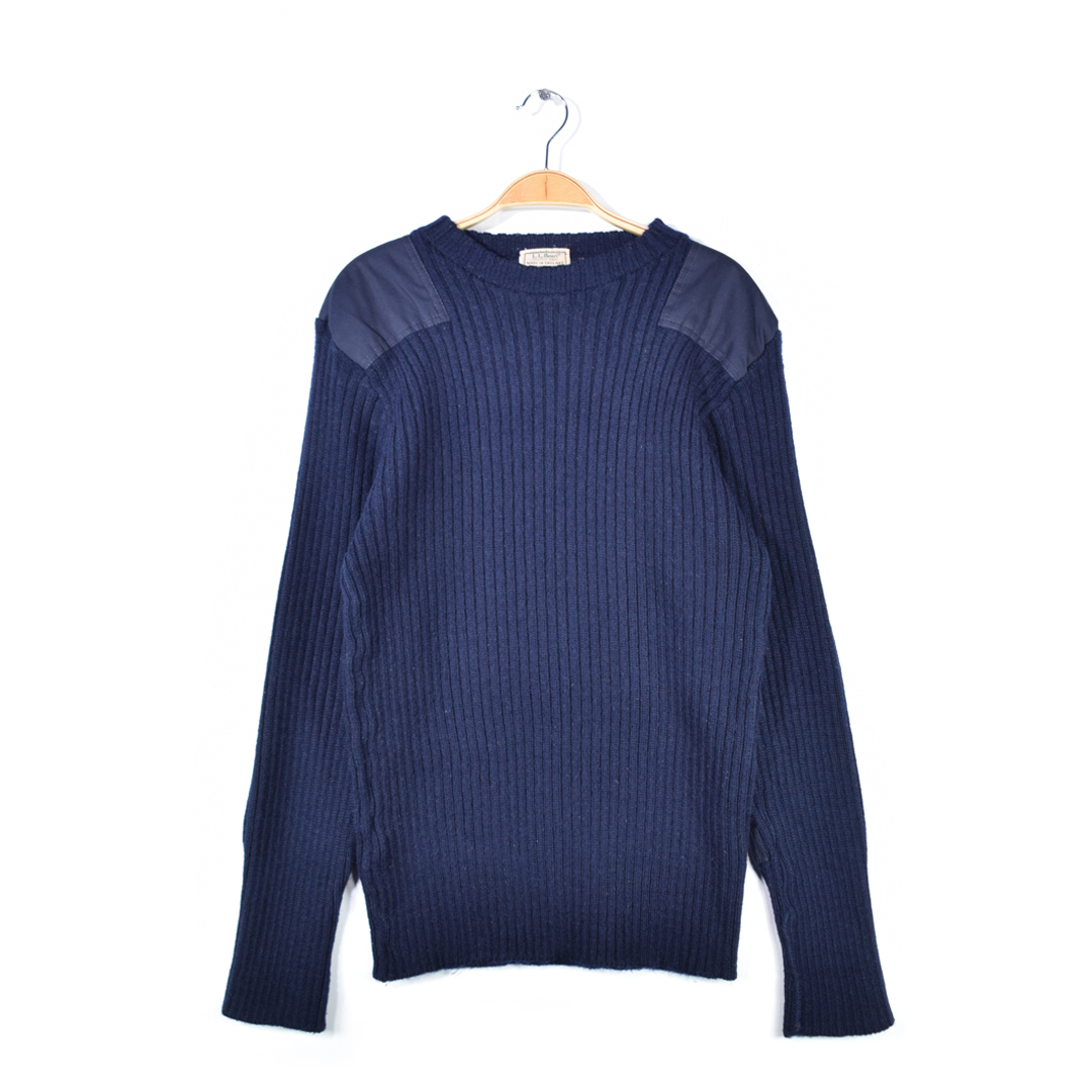 【送料無料】80s エルエルビーン イングランド製 コマンドセーター ヴィンテージセーター ネイビー L.L.BEAN メンズL 古着 @CH1086