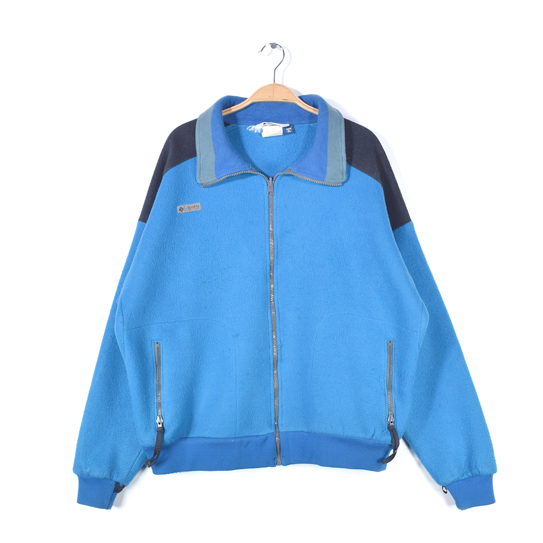 【送料無料】90s コロンビア USA制 フリースジャケット フルジップ ブルー アウトドア COLUMBIA メンズXL 古著 @DD0431