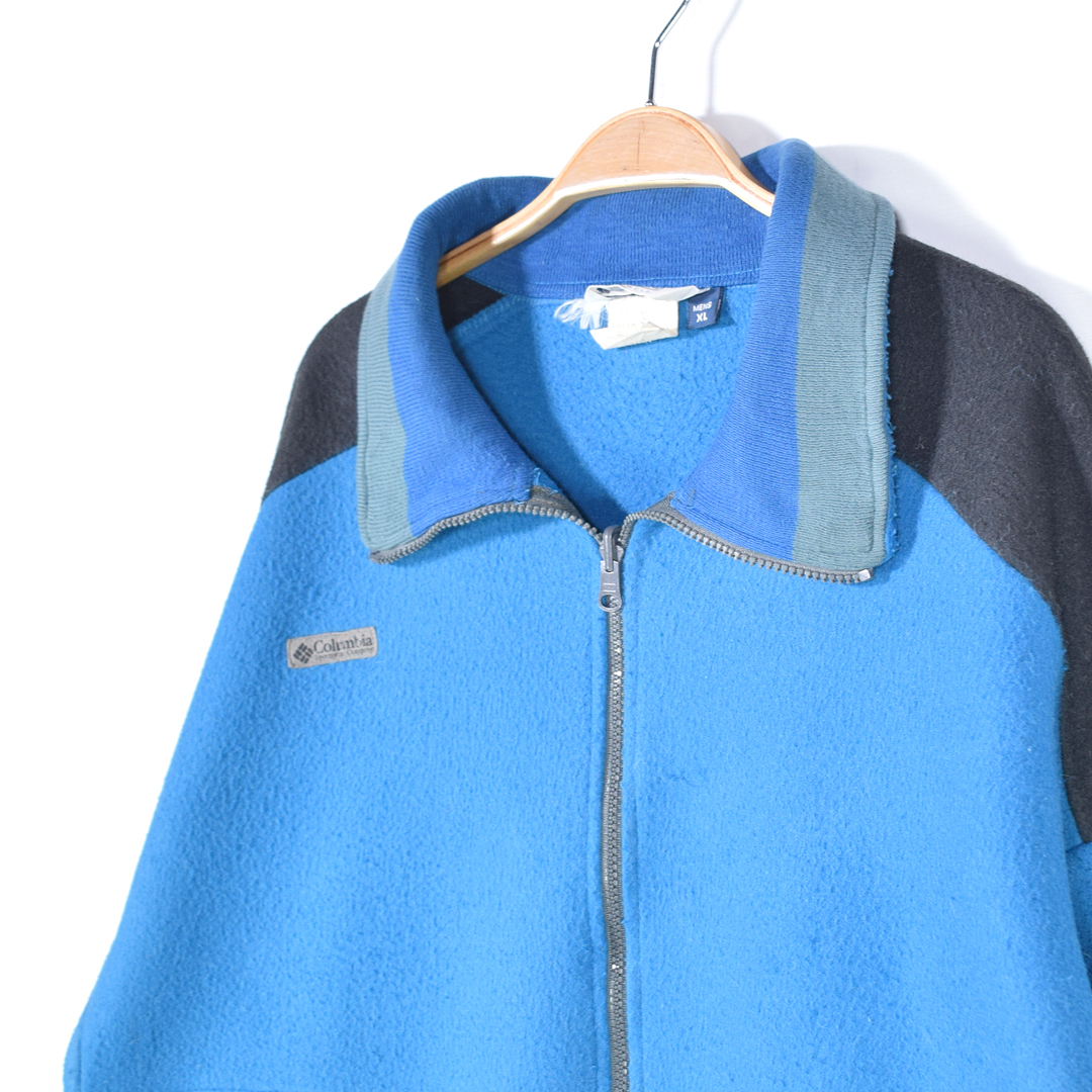【送料無料】90s コロンビア USA制 フリースジャケット フルジップ ブルー アウトドア COLUMBIA メンズXL 古著 @DD0431