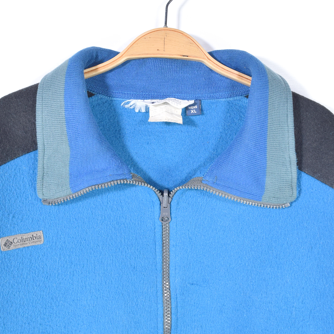【送料無料】90s コロンビア USA制 フリースジャケット フルジップ ブルー アウトドア COLUMBIA メンズXL 古著 @DD0431