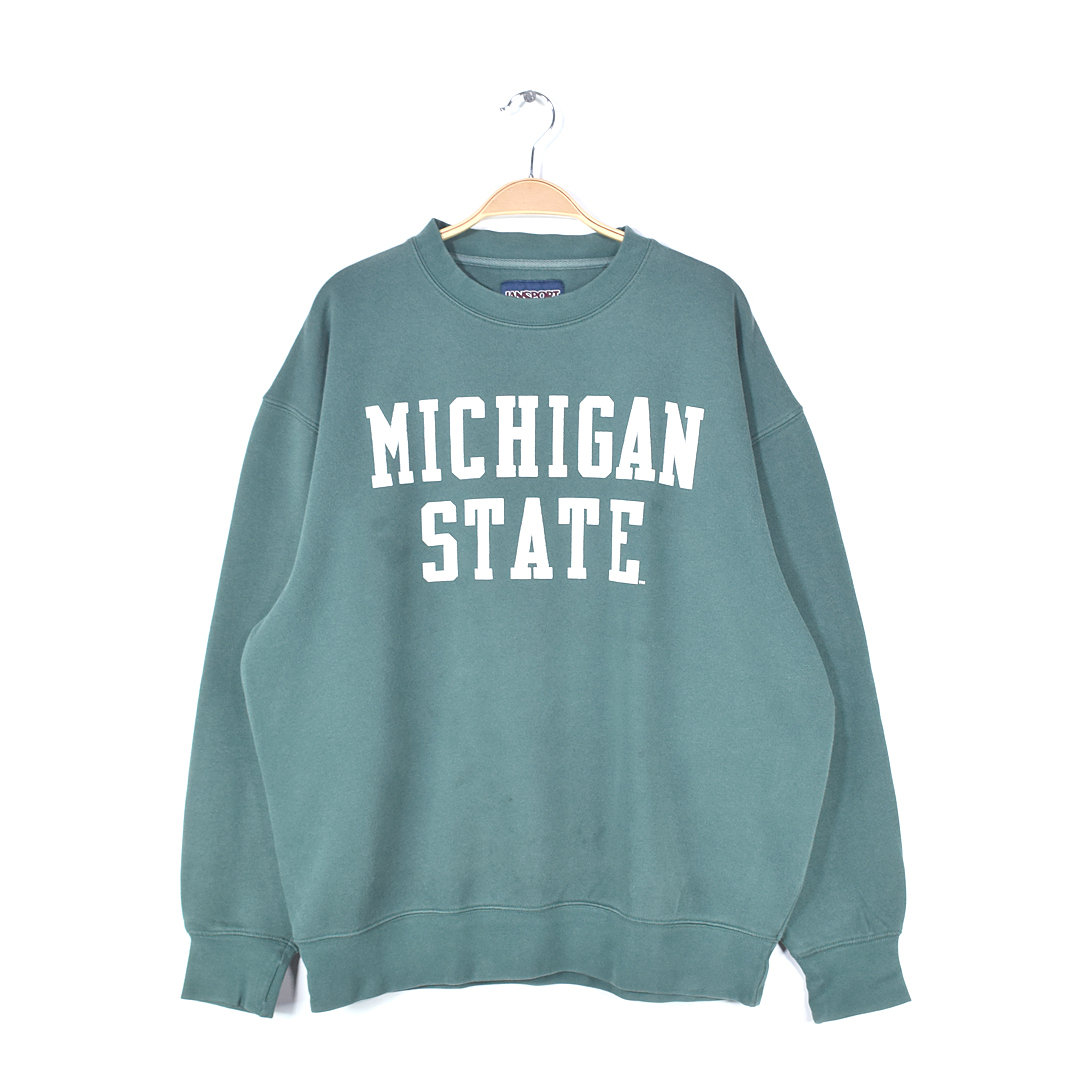 【送料無料】ジャンスポーツ カレッジプリント スウェット ミシガン州立大学 MICHIGAN STATE ダークグリーン JANSPORT メンズL @CF0914