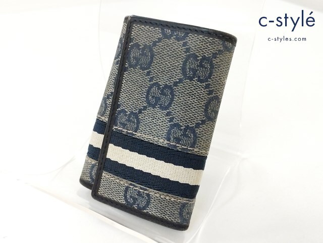 V063 [人気] GUCCI グッチ キーケース ネイビー系 | Q★