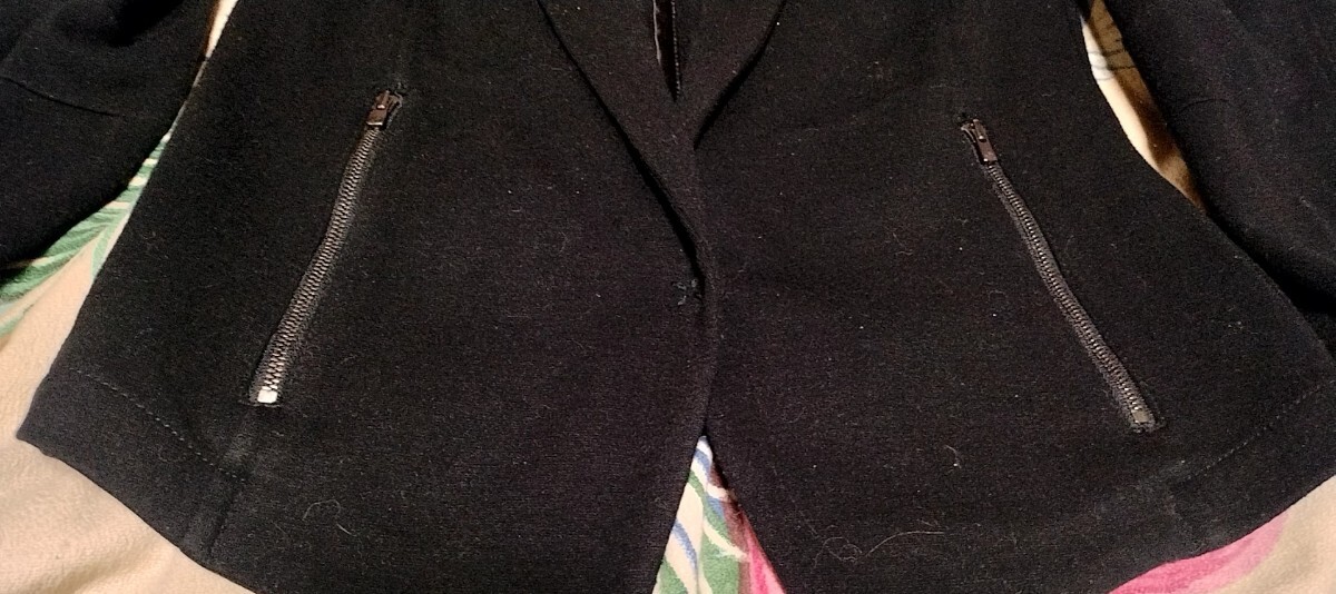 美品★blanc basque★ブランバスク★テーラードジャケット★ジッパー装飾★ブラック★黒★秋冬春★Mサイズ相当★無地★厚手★ライダース_画像4