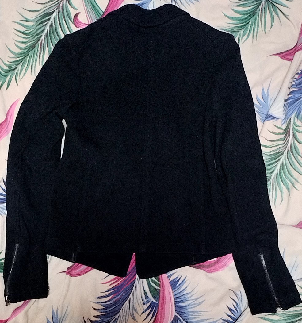 美品★blanc basque★ブランバスク★テーラードジャケット★ジッパー装飾★ブラック★黒★秋冬春★Mサイズ相当★無地★厚手★ライダース_画像2