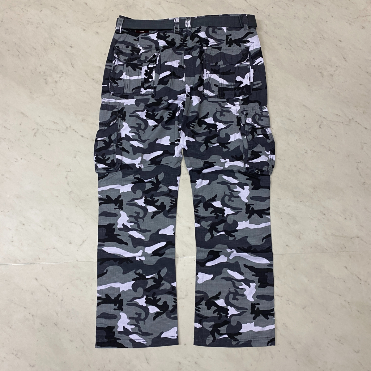 米国老舗 【W34】 LA GATE エルエーゲート 迷彩 カモフラージュ ゆったり カーゴパンツ ベルト付き LTグレー USA正規品 (JNS28)_画像4