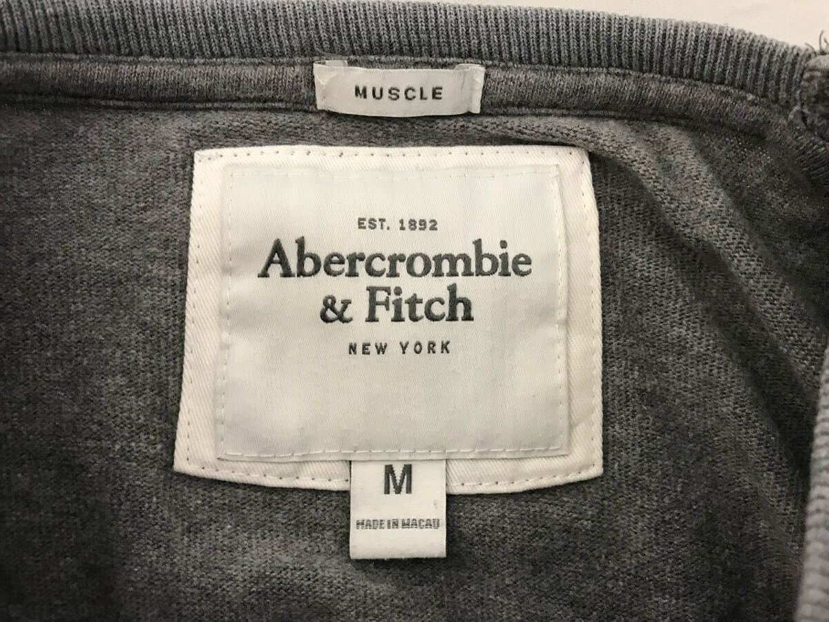 本物アバクロアンドフィッチAbercrombie&Fitchコットン長袖ロンTシャツメンズサーフアメカジミリタリーストリートワークグレーMマカオ製_画像4