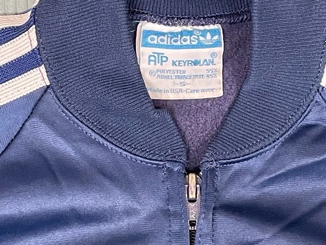 80's 米國制 ビンテージ アディダス adidas ATP KEYROLAN ジャージ スーパースタートラックトップ ネイビー/ホワイト S [ta-1340]