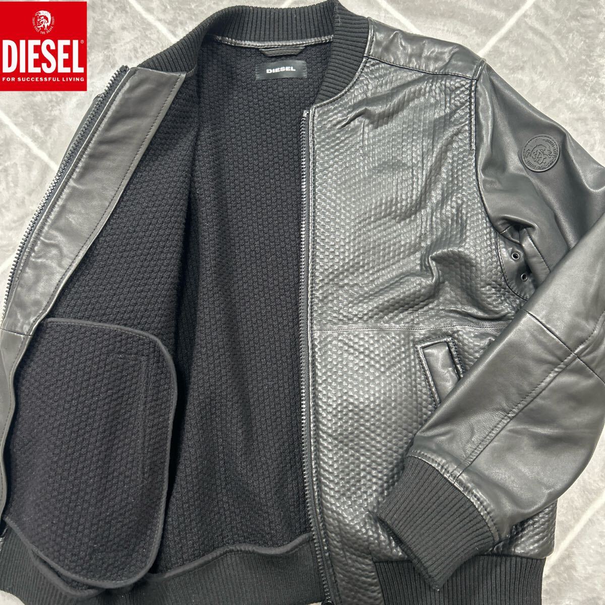 未使用品XL】DIESEL ディーゼル レザージャケット 黒 羊革 未使用品XL】DIESEL ディーゼル レザージャケット 黒 羊革
