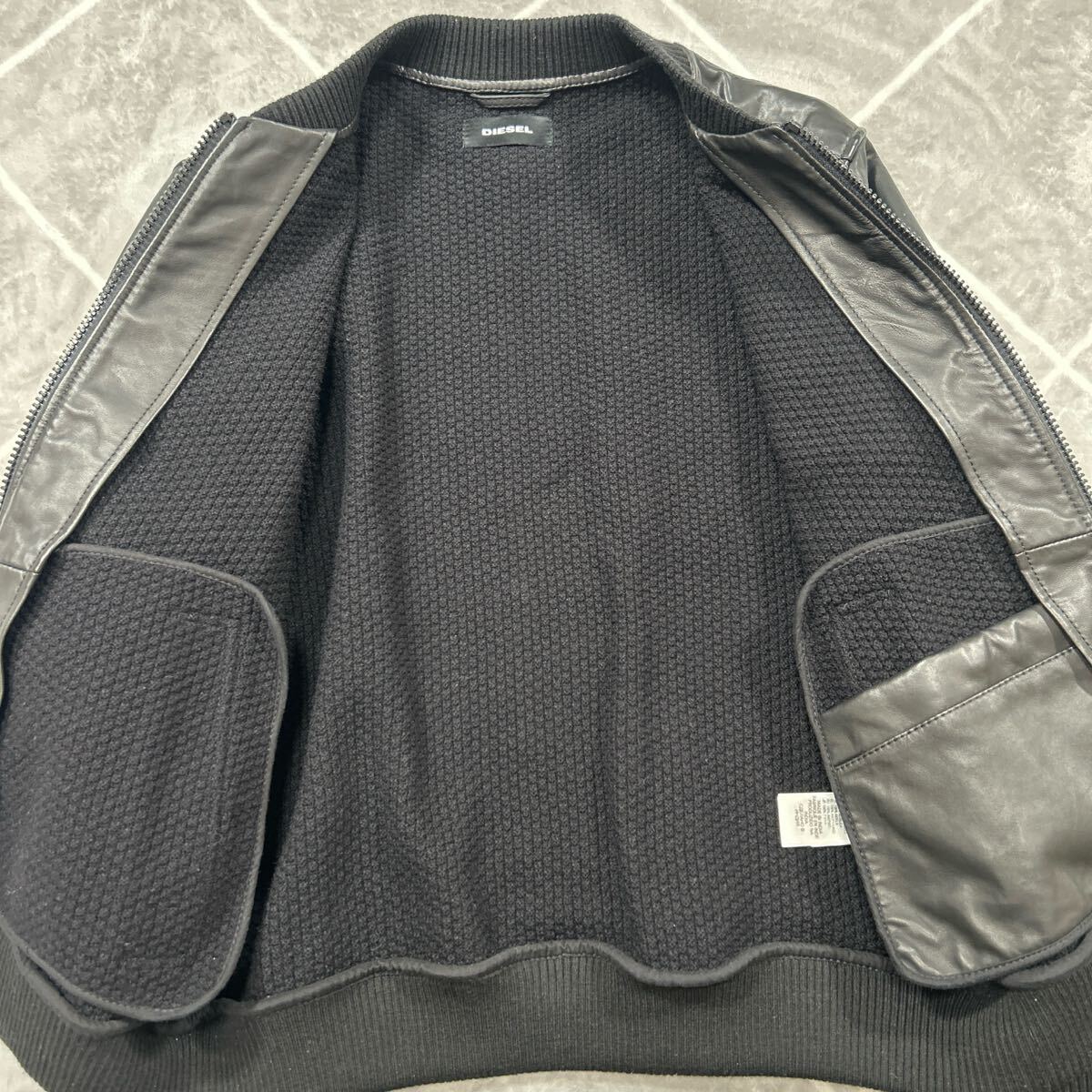 未使用品XL】DIESEL ディーゼル レザージャケット 黒 羊革 未使用品XL】DIESEL ディーゼル レザージャケット 黒 羊革