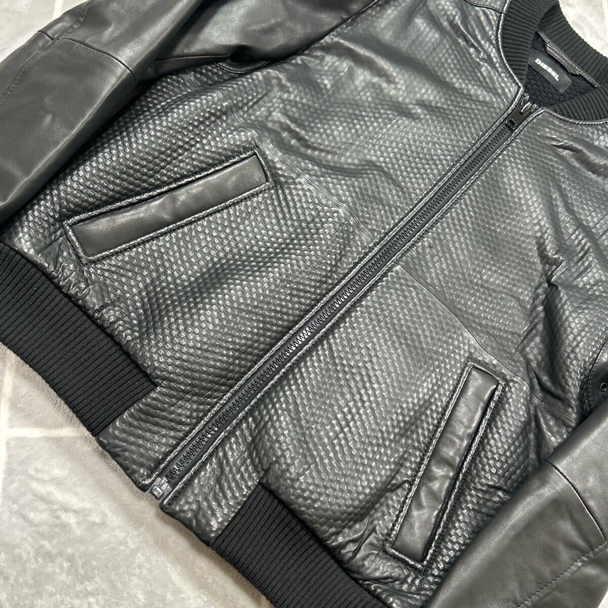 未使用品XL】DIESEL ディーゼル レザージャケット 黒 羊革 未使用品XL】DIESEL ディーゼル レザージャケット 黒 羊革