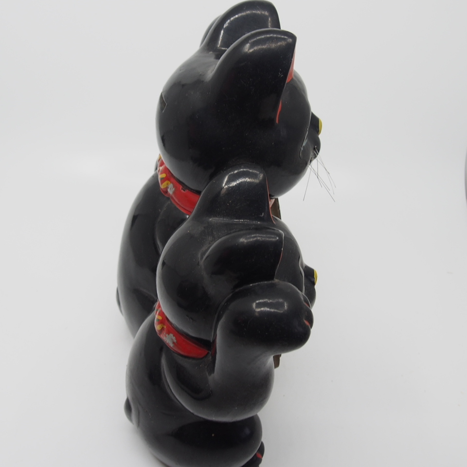 黒招き猫 招き猫 黒猫 小判猫 3匹 商売繁盛 縁起物 陶器 昭和 黒招き猫 招き猫 黒猫 小判猫 3匹 商売繁盛 縁起物 陶器 昭和