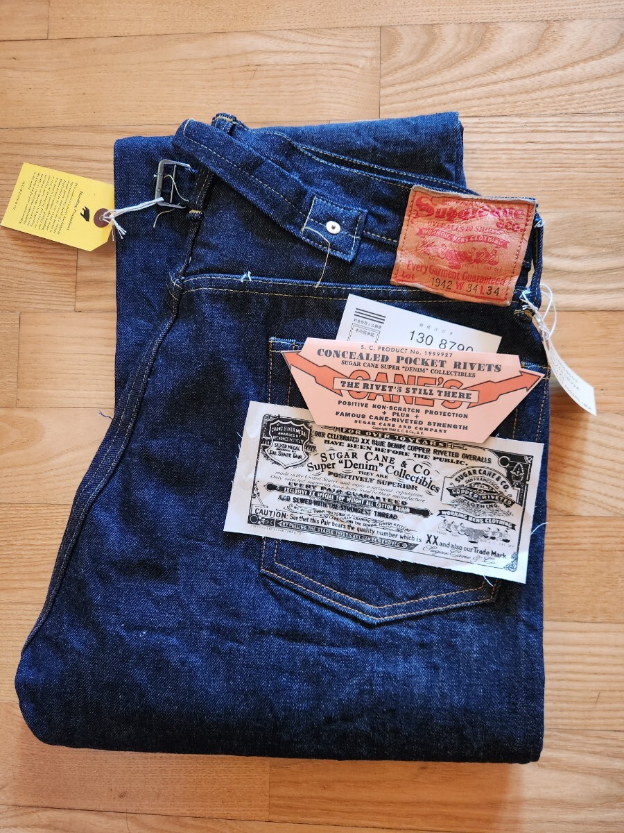  новый продукт включая доставку * Восток SUGAR CANE Sugar Cane SC49005 14.25oz Super Denim Collectibler BLUE DENIM WAIST OVERALLS 1942 год MODEL W36